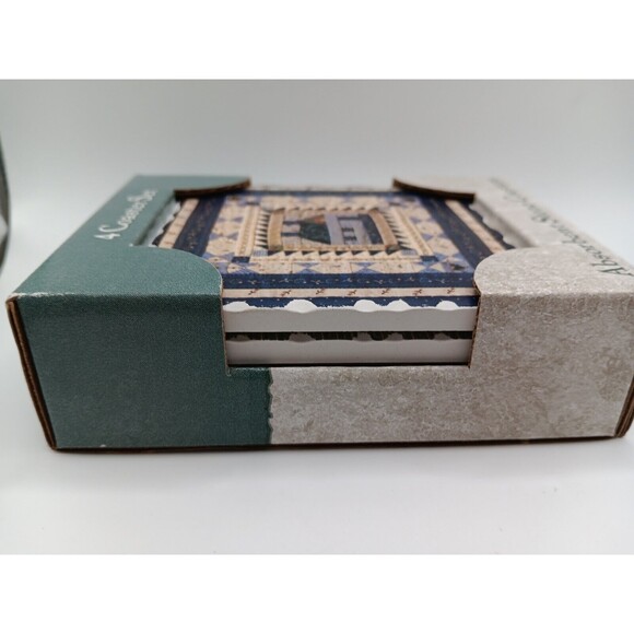 STONE ART Folk Art Absorbent Stone Coasters Set of 4 Cross Stitch Homestead Pict - Picture 5 of 6